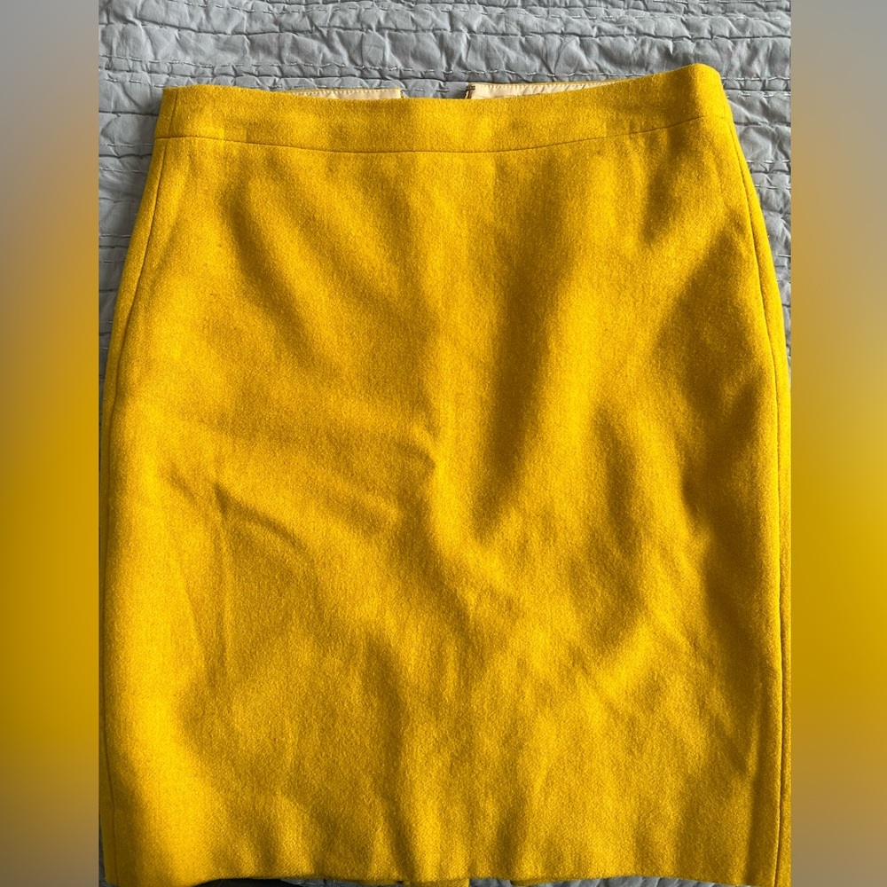 J. Crew Yellow Wool The Pencil Skirt Size 2
